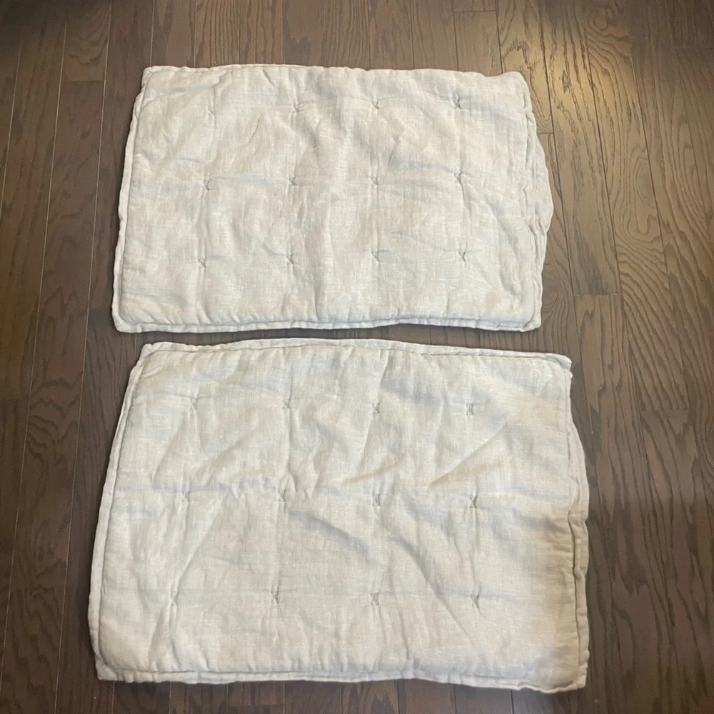 RESTORATION HARDWARE 2 LINEN GAUZE DUNE BEIGE 20x28 Pillow Shams
